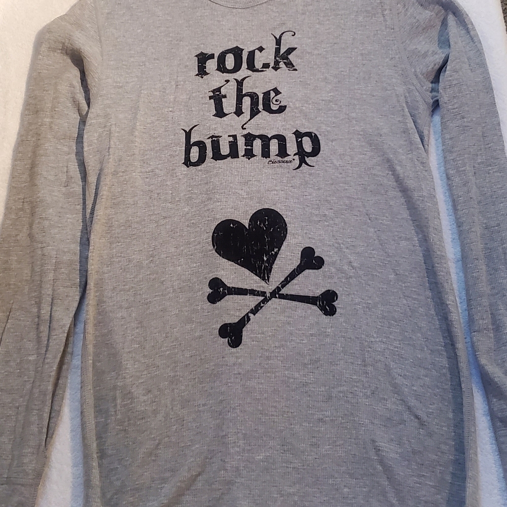 Gray Long Sleeve Tee with Playful Graphic